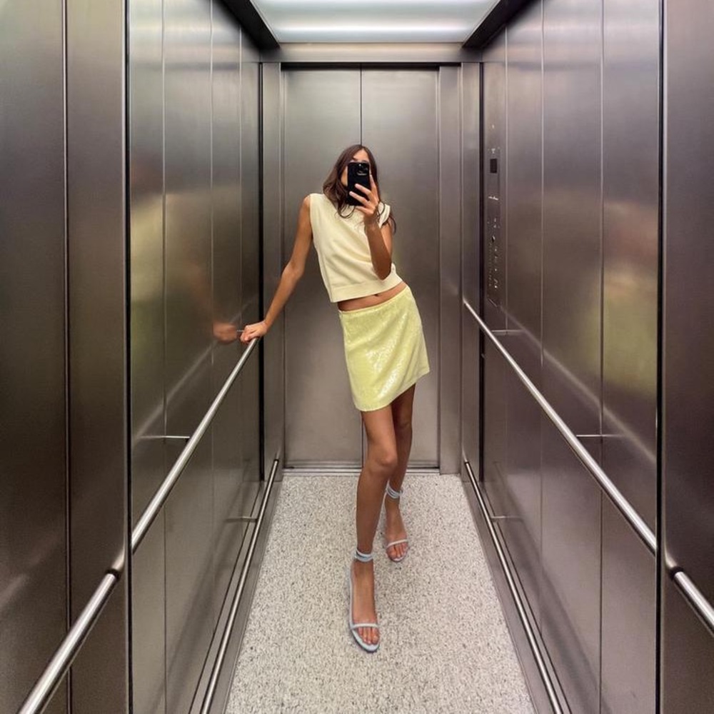 Zara sequin yellow skirt